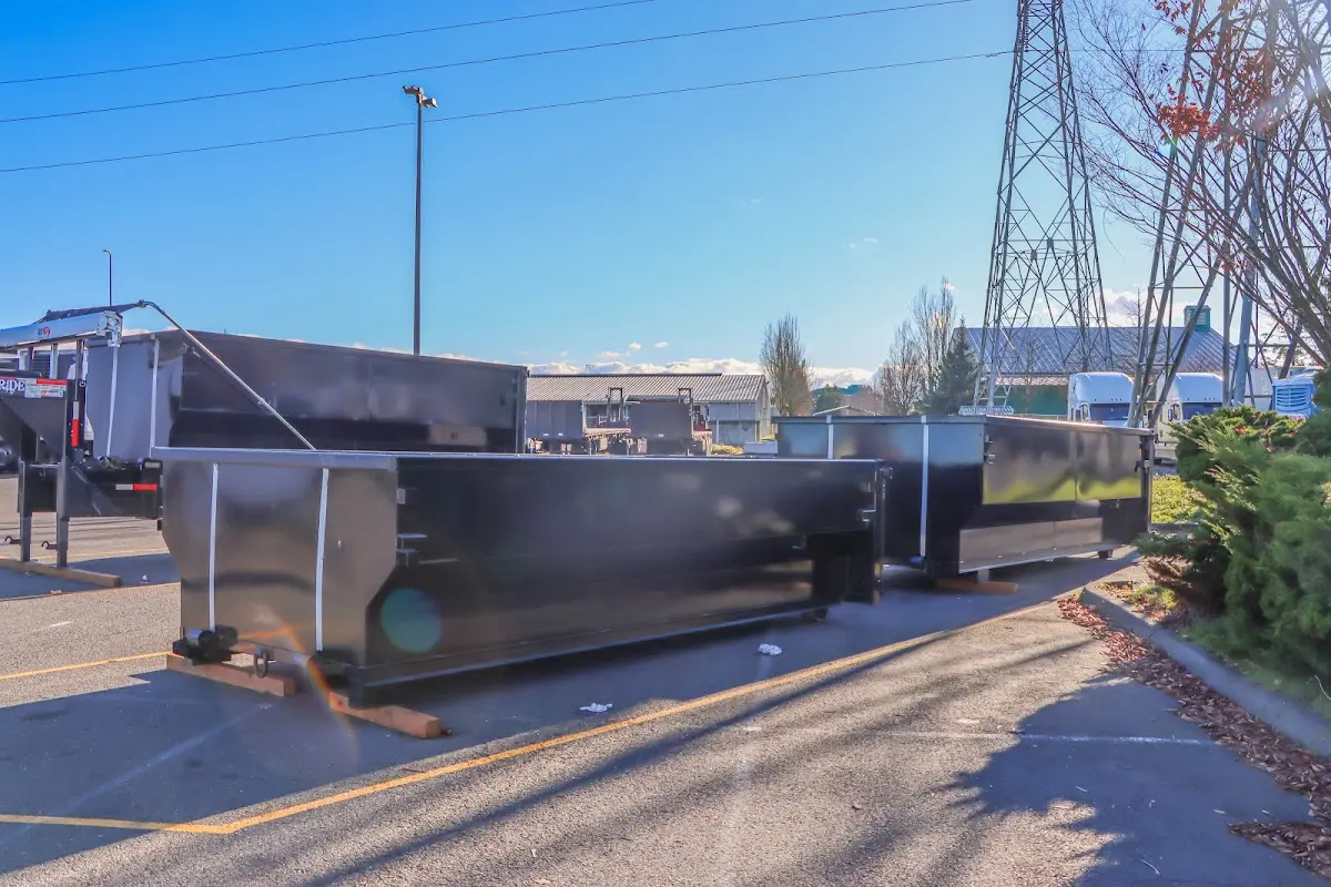 Roll-off dumpster ready for waste disposal at job site for 3 Yard Dumpster Rental in Massillon